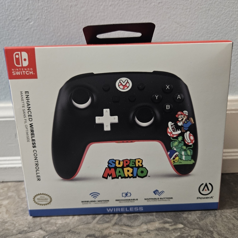 New Opened Box PowerA Mario Mayhem Wireless Controller for Switch - Black/ Red